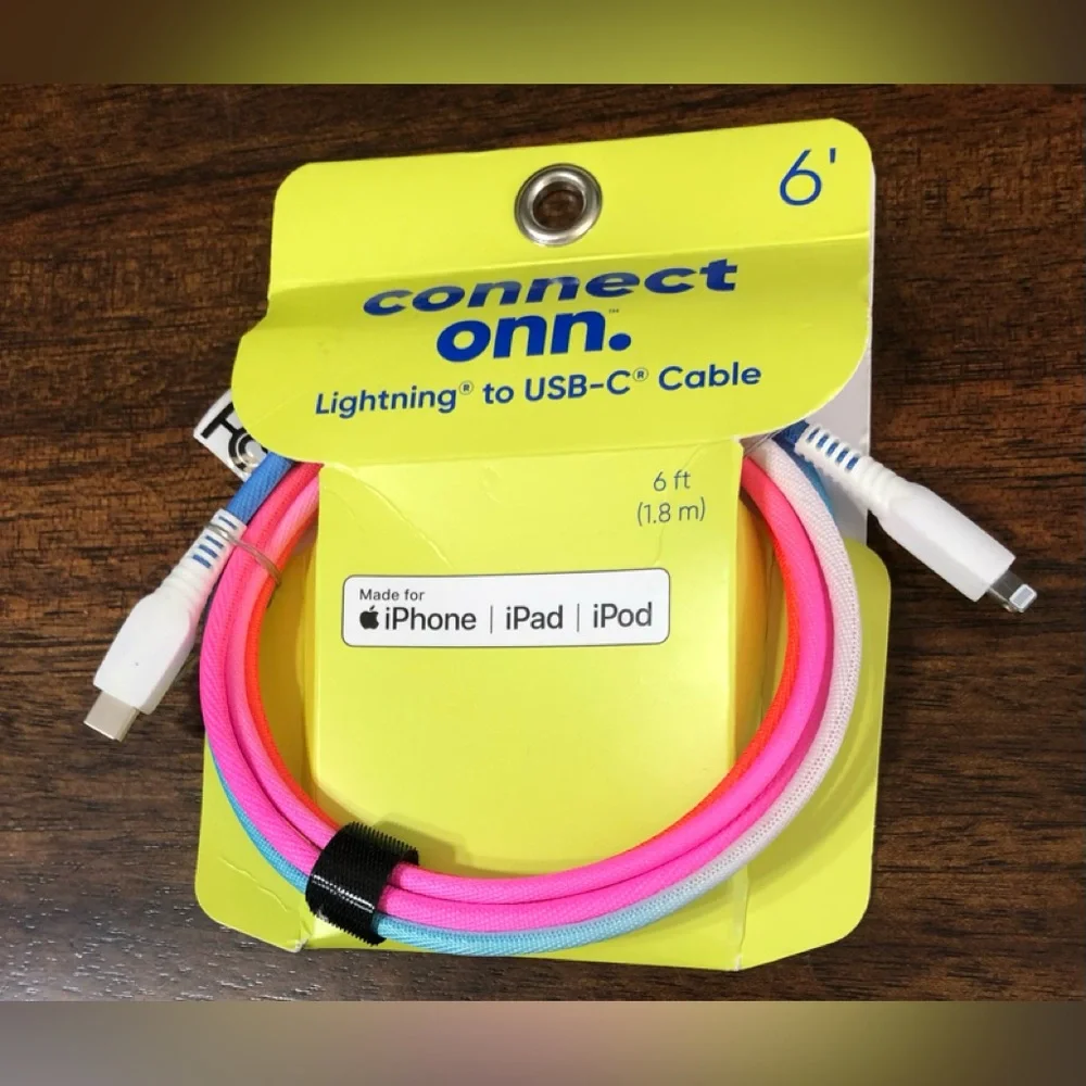 Lightning to usb-c iPhone, iPad, iPod fabric braided cable charger. 6”ft
